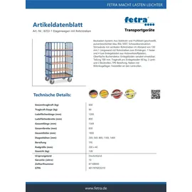 FETRA Etagenwagen 8353-1 600 kg