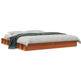 vidaXL Massivholzbett 180 x 200 cm Wachsbraun