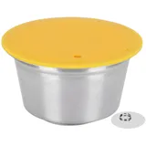 Wiederverwendbarer Kaffeefilter, Nachfüllbare Kaffeekapseln, 40 Ml, Wiederverwendbare Edelstahlkapsel für Kaffeemaschinenzubehör (Gelb)