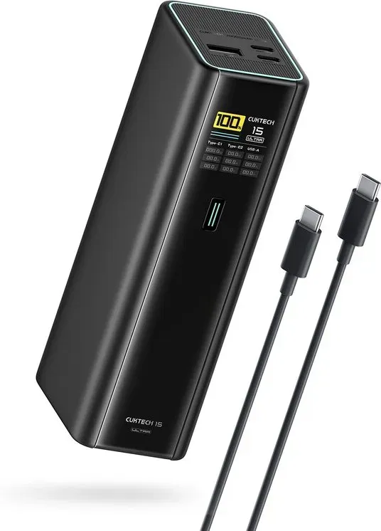 CUKTECH 15 Ultra Powerbank, 20000 mAh 140 W Laptop-Ladegerät, 3-Port USB-C-Ladegerät, PD3.1 Schnellladung PB200U Schwarz