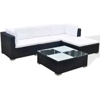 vidaXL Polyrattan Lounge-Set mit Auflagen 5-tlg. schwarz 41872