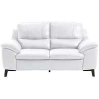 Livetastic 2-Sitzer-Sofa, Weiß, Holz, Kombination Echtleder/Lederlook, Semi-Anilinleder, 174x97x95 cm, Made in EU, Rücken echt, Wohnzimmer, Sofas & Couches, Sofas, 2-Sitzer Sofas