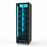 Romux® Glastürkühlschrank MD 450 Liter 1 Tür Schwarz mit Belüftet | Professioneller Getränkekühlschrank mit Glastür & LED