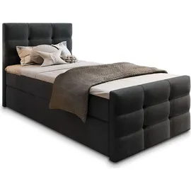 masseno Boxspringbett AMON 80x200 cm mit Bonell Matratze und Topper, Polsterbett mit Bettkästen -Schwarz, COSMIC 100 - Schwarz