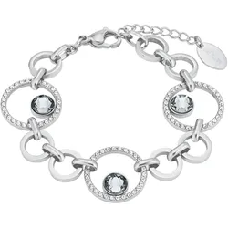Edelstahlarmband S.OLIVER "2024268", grau (edelstahlfarben, dunkelgrau, weiß, dunkelgrau), Armbänder, Damen, Edelstahl, mit Kristall