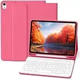 Lsmmpoba Hülle mit Tastatur für iPad A16 11 10. Generation (2025/2022, 10,9/11 Zoll), QWERTZ Layout Keyboard, Magnetische Anti-Detach Tastatur Hülle mit Stifthalter für iPad 11. /10. Gen, Wassermelone