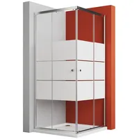 Boromal Eckdusche Duschkabine Eckeinstieg Schiebetür Duschabtrennung Milchglas H:185cm, BxT: 80x80 cm, Sicherheitsglas, Aluminiumrahmen, Aluminiumprofil, Easy Clean Funktion, Links und Recht montierbar silberfarben 80 cm x 185 cm x 80 cm