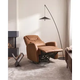 Beliani Elektrischer Schaukel-Fernsehsessel Kunstleder 79 x 102 x 94 cm Braun mit Kissen
