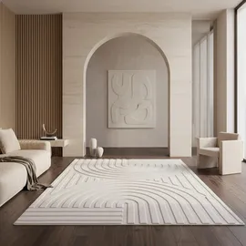 KADIMA DESIGN Teppich Kurzflor Waschbar LAVAREDO in Creme, im Boho-Stil, 160 x 230 cm