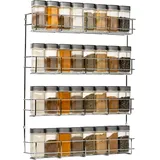 Copa Gewürzregal Schranktür 4-Etagen Chrom - Gewürz Organizer hängend - Wand Spice Rack für 4x8 Gewürzgläser - Hängender Gewürzständer - Gewürzregal Küchenschrank – Küchenregal 50x40.5x6cm