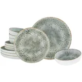 CreaTable Uno Volcano, 12-teiliges Geschirrset, Teller Set aus Steinzeug spülmaschinen- und mikrowellengeeignet, Made in Hellgrau | Gr.: onesize