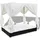 vidaXL Rattan-Sonnenliege 197 x 140 x 180 cm schwarz/cremeweiß inkl. Sonnendach