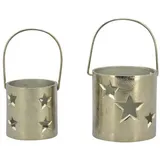 Flowerbox Windlicht - silberfarben