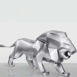 Casa Padrino XXL Deko Skulptur Löwe Silber 290 cm - Abstrakte Tierfigur