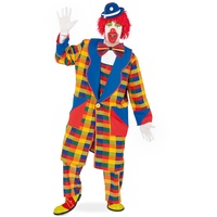 KarnevalsTeufel Herren-/Damenkostüm "Clown Pebbi" Mantel, bunt blau gelb rot kariert, Karneval, Fasching, Mottoparty (Large)