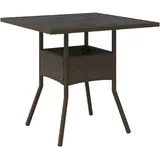 Makastle Polyrattan Gartentisch Braun 80x80x75 cm Balkontisch mit Glasplatte, Wetterfest Garten Terrasse Esstisch Gartenmöbel