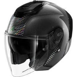Shark RS Jet Carbon Ikonik, Jethelm - Schwarz/Regenbogen - S