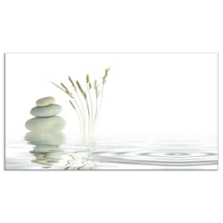 Küchenrückwand ARTLAND "Zen Friede", weiß, B:110cm H:60cm, Aluminium, Spritzschutzwände, Alu Spritzschutz mit Klebeband, einfache Montage