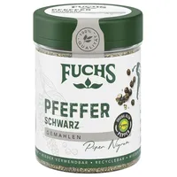 Fuchs Gewürze - Pfeffer schwarz gemahlen - Pfeffer aus dem Amazonasgebiet, verleiht eine leicht scharfe Note - natürliche Zutaten - 60 g in wiederverwendbarer, recyclebarer Dose