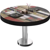 GGM Möbel BML | Bistro Loungetisch | Ø:H 80 x 41 cm | Vintage Bunt / Edelstahl