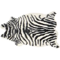 Kunstfell-Teppich Zebra schwarz / weiß 90 cm NAMBUNG