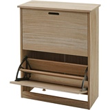 Mendler Schuhkipper HWC-K45, Schuhschrank Schuhregal, 81x60x25cm 2 Klappen, MDF aus Paulownia naturbraun