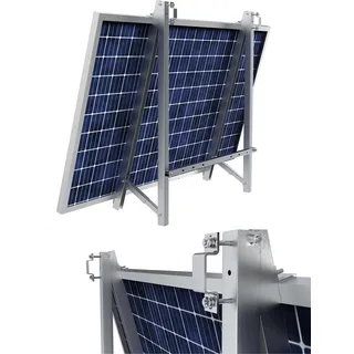 Halterung Aufständerung von Solarmodulen Balkonkraftwerken für Balkon, Flachdach, vertikale Wand und Boden (Balkongeländer mit rechteckige Geländergeländer, 1.00, Set)