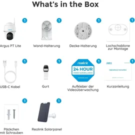 Reolink 3MP Pan Tilt Akku- Überwachungskamera Außenbereich Personen-/Fahrzeugerkennung,2,4 GHz WLAN,Solarbetrieben,2 Wege-Audio - Weiß