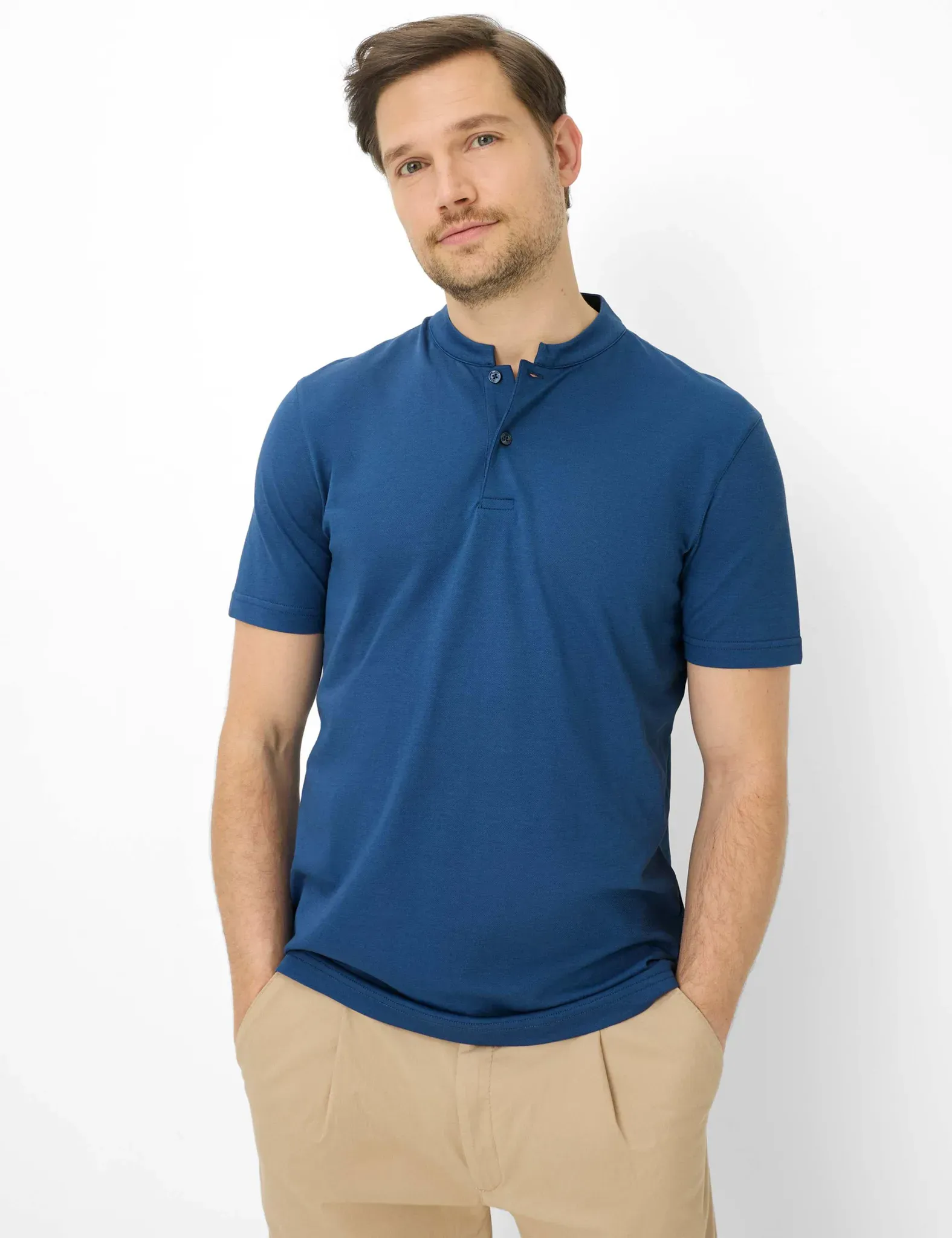 Brax Herren Polo Style PELÉ cove, Blau, Gr. M