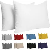 Dreamzie Kissenbezug 40x60 (Set mit 2) - 100% Jersey Baumwolle 150 g/qm Kissenbezüge -Weiß - Für Kissen 40 x 60 cm - Kissenhülle - Kissenbezug - Resistent und Hypoallergen - Dreamzie