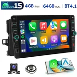 ESSGOO Für Toyota Auris 2006-2012 Android 15 Autoradio Carplay BT GPS NAVI FM Autoradio (RDS, 4+64GB(optional), Digitalradio (DAB), FM, SWC, Apple Carplay Android Auto GPS Navi WIFI BT EQ mit USB und Type-C) schwarz