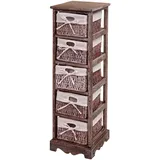 Mendler Regal Kommode mit 5 Korbschubladen 90x25x28cm, Shabby-Look, Vintage ~ braun
