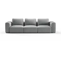 3-Sitzer RAUM.ID "Cushid", silber, B:300cm H:62cm T:109cm, 95% Polyester, 5% Nylon, Sofas, Modulsofa, bestehend aus 3 Teilen, Breite 300 cm