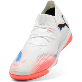 Puma Future 8 Match It Fußballschuh für Damen und Herren, Puma Weiß, Puma Schwarz, leuchtendes Rot, 42.5