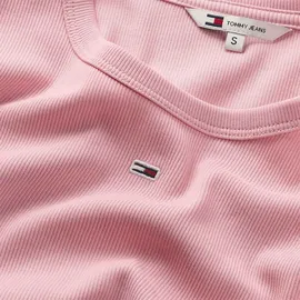 Tommy Jeans Essential Rib Ext Kurzarm-T-Shirt Ballet Pink XS