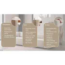 LeGer Home by Lena Gercke 3-Sitzer "PIARA, Couch mit Kedernaht, Sofa in Cord, Leinenoptik o. Strukturstoff", greige, B:275cm H:66cm T:101cm, 100% Polyester, LEGER HOME BY LENA GERCKE, Sofas, schwarze Füße, bequemer Sitzkomfort
