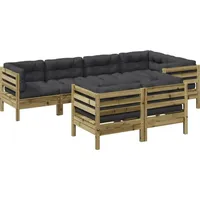 vidaXL Garten-Sofagarnitur 7-tlg. Kiefernholz imprägniert braun