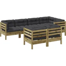 vidaXL Garten-Sofagarnitur 7-tlg. Kiefernholz imprägniert braun