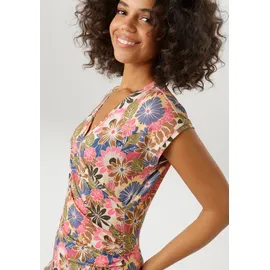 Aniston CASUAL T-Shirt mit farbenfrohen Blüten Braun 40