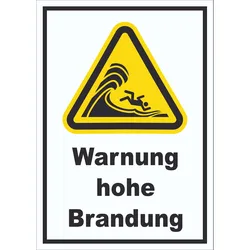 Schild Warnung hohe Brandung A5 (148x210mm)