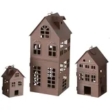 Spetebo Laterne in Hausform zum Aufhängen 35 / 13 cm - Edel Rost - Deko Lampion Außen Innen - Kerzenhalter Windlicht Haus Antik Design