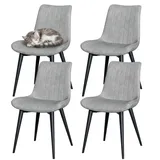 JMGJOY Esszimmerstuhle 4er Set, Küchenstuhl, Kunstleder Gepolstert, Metallbeine, Bis 120kg Belastbar, Esszimmer Küche Wohnzimmer, Grau