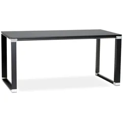 Kadima Design Bürotisch | 160x80x74 cm | Robust Schlicht Chromakzente | Schwarz | Arbeitstisch fürs moderne Büro | Metall & Melamin