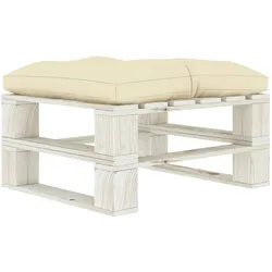 vidaXL Garten-Palettenhocker mit Creme-Kissen Holz