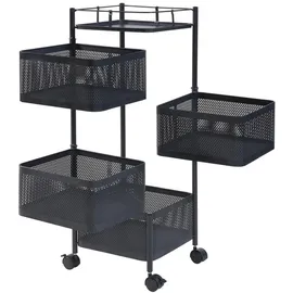 [en.casa] Servierwagen Sunndal mit 4 Ebenen 79,5x27x27cm Schwarz