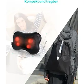 Naipo Massagekissen Shiatsu Massagegerät mit und Infrarot Wärmefunktion Grau Flauschiger Hülle