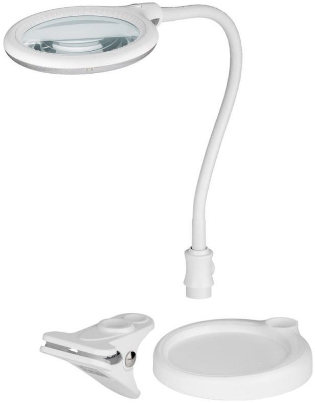 LED Arbeitsleuchte als Stand- oder Klemm-Lupenleuchte, 5W mit 30 SMD LED und flexiblem Schwanenhals