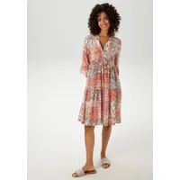 Aniston CASUAL Blusenkleid, im farbharmonischen Muster-Mix, jedes Teil ein Unikat, Gr. 40 - N-Gr, wollweiß-apricot-terrakotta-dunkelbraun-mint-bordeaux-rosa-beige-rot-taupe-orange, , 94545267-40 N-Gr