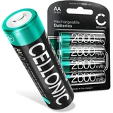 CELLONIC® 4X 2600mAh Wiederaufladbare AA Batterien für Fernbedienung Taschenlampe - Lange Laufzeit, viele Ladezyklen - aufladbare Akku-Batterien Telefon Babyphone Controller - Mignon HR6 AA Akkus