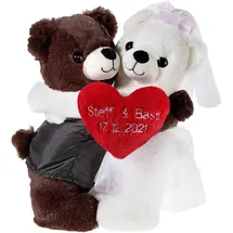 HEUNEC Hochzeitsbärenpaar Bär & Bärin 30 cm rot
